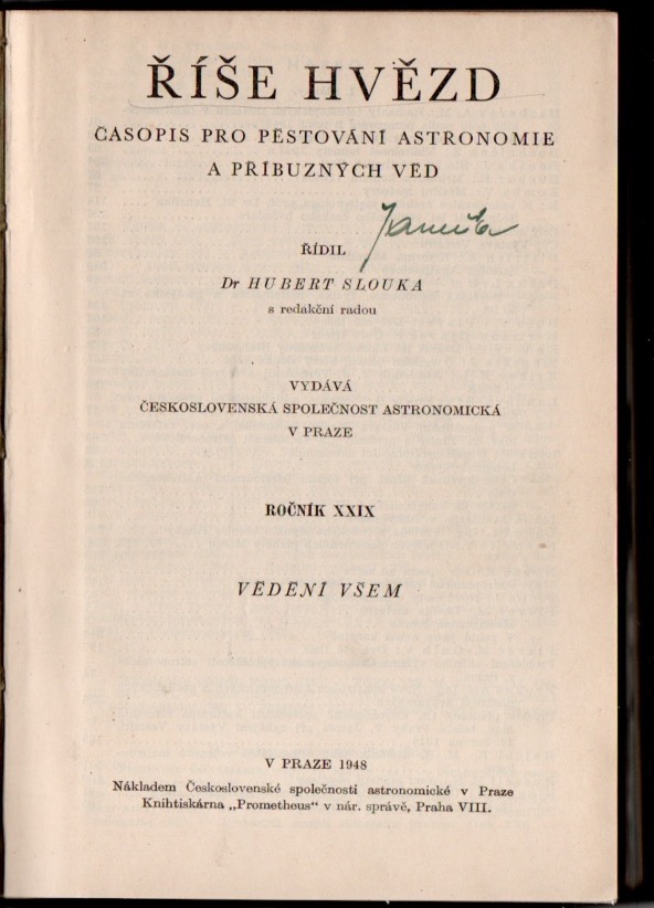 Říše hvězd, roč. XXIX. (1948), č. 1.-10.