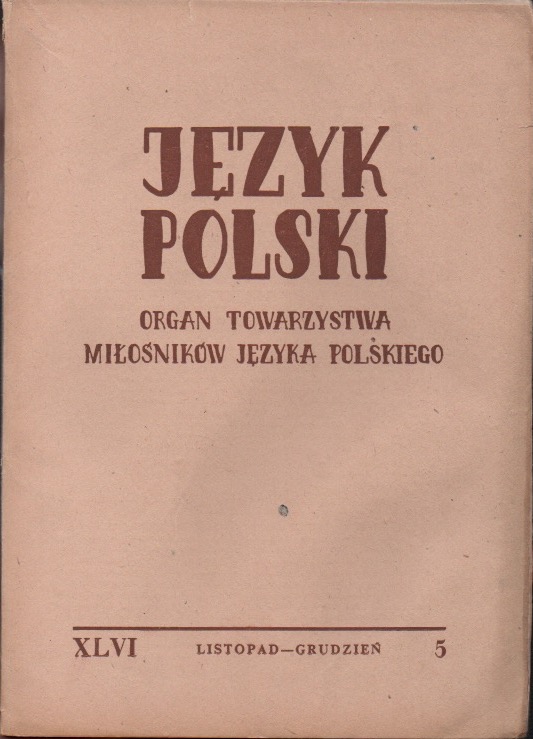 Język Polski XLVI, nr 5 (1966)